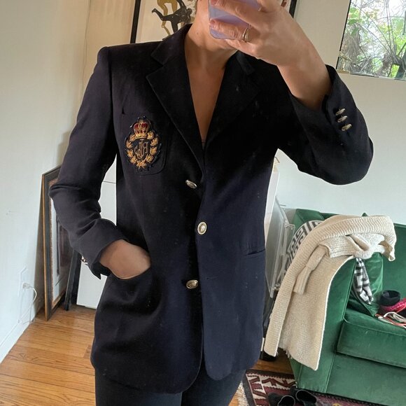 RALPH LAUREN Petite Navy Vintage Blazer 4P - Picture 2 of 14